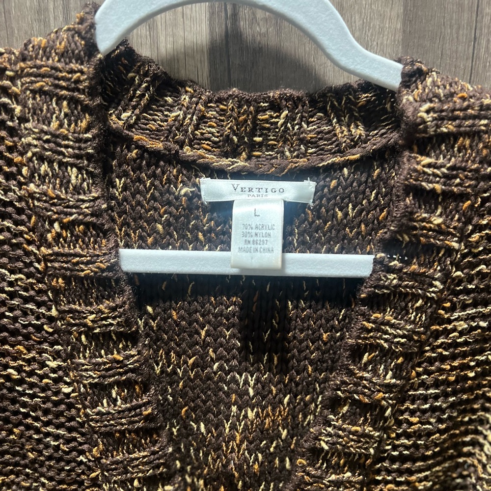 Vertigo Paris Women's Embellished Brown Knit Cardigan Sweater Size M EUC - Picture 2 of 6